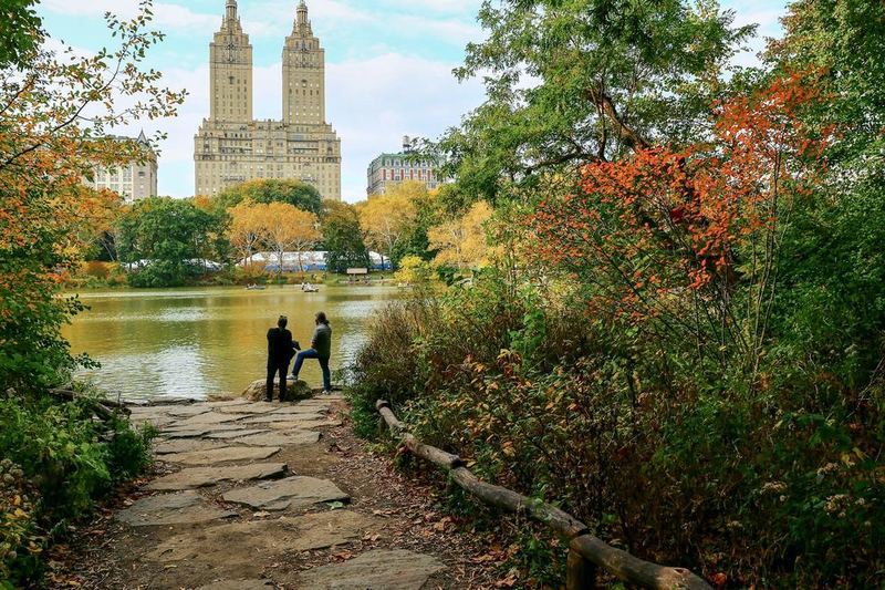 The San Remo’s twin towers on Central Park West, seen across the Lake in autumn